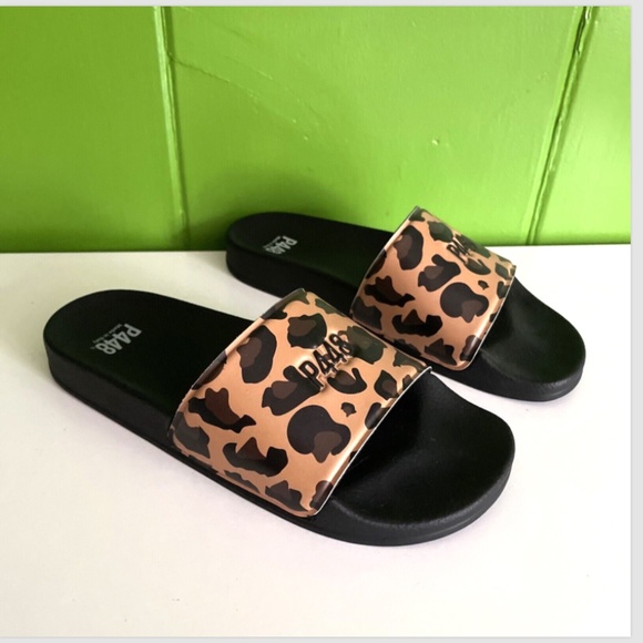 Shoes - NEW - P448 Slides Womens EU 40 / 9.5 Leopard Animal Print Slip On Made In Italy